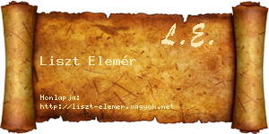Liszt Elemér névjegykártya